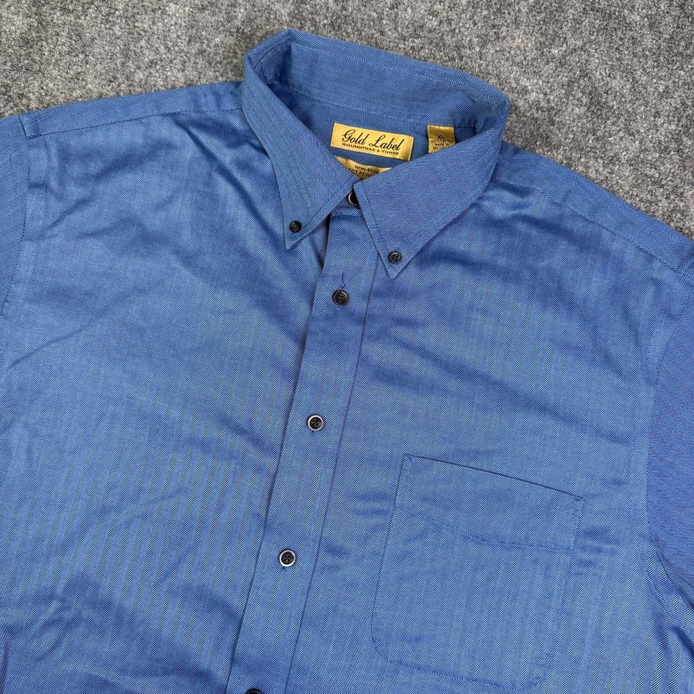 Roundtree Yorke Gold Label Shirt Mens XL Blue Non Iron Perfect Performance